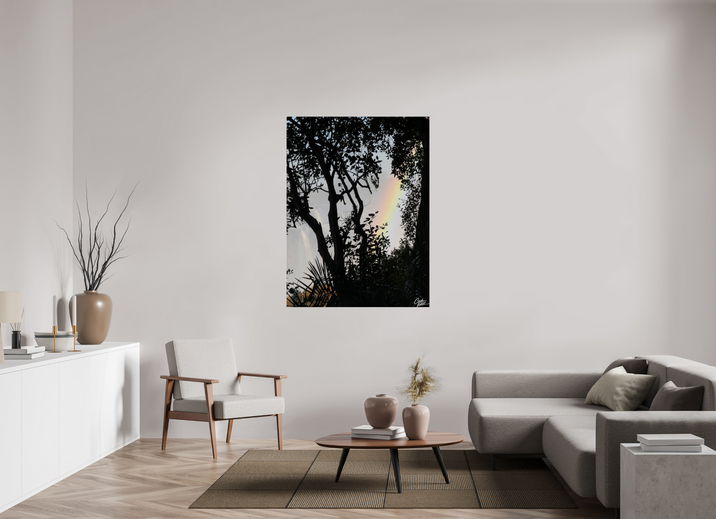 105 x 140 cm, Tirage photo ultraHD sous Plexi Mist Veil Rainbow (Caroline Fourest)