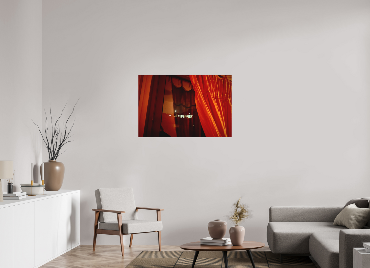105 x 70 cm, Tirage photo sous Plexi mat Le rideau rouge (Marie Sicard)