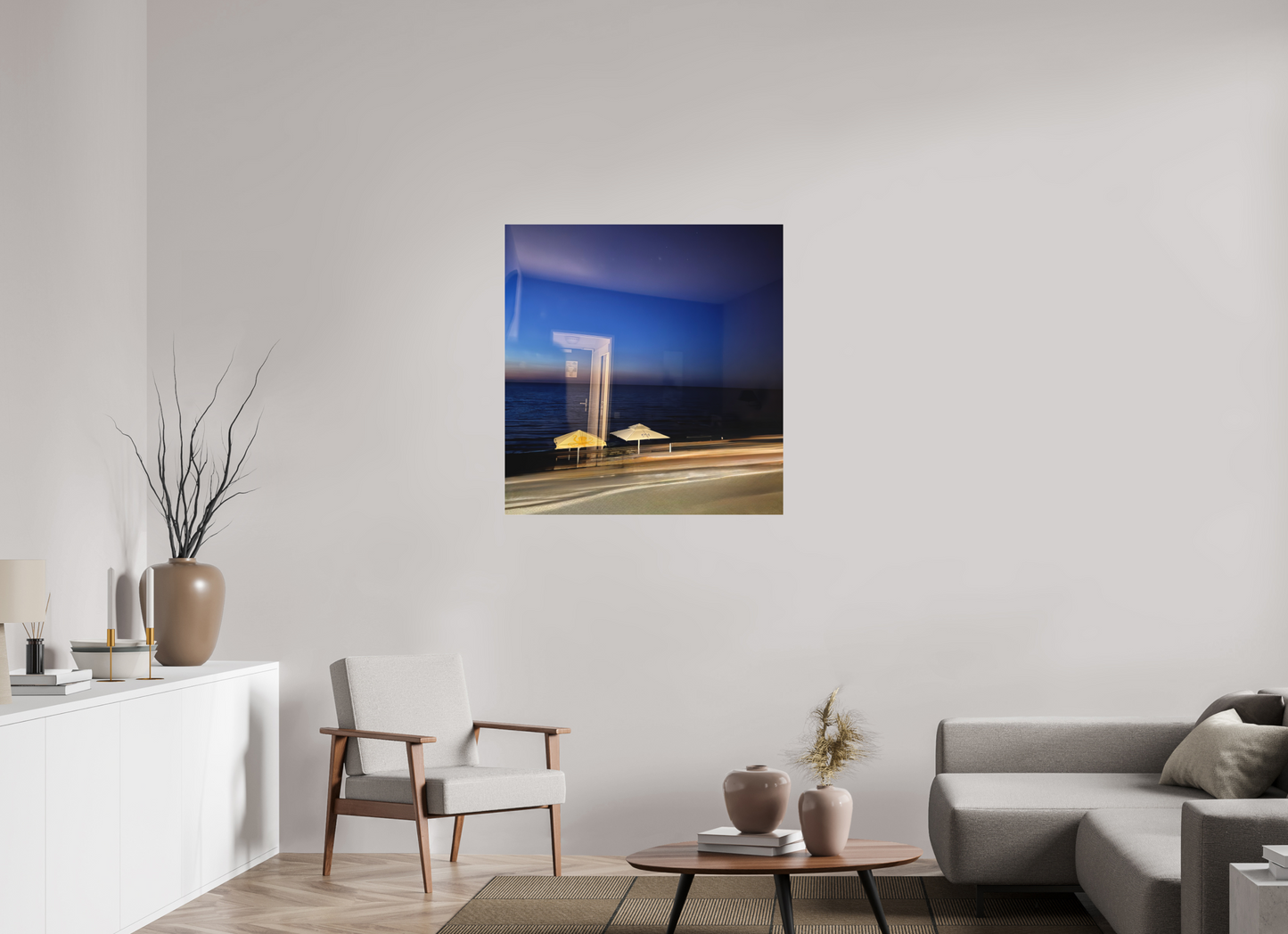 90 x 94 cm, Tirage photo sous Plexi mat Une chambre sur la mer (Marie Sicard)
