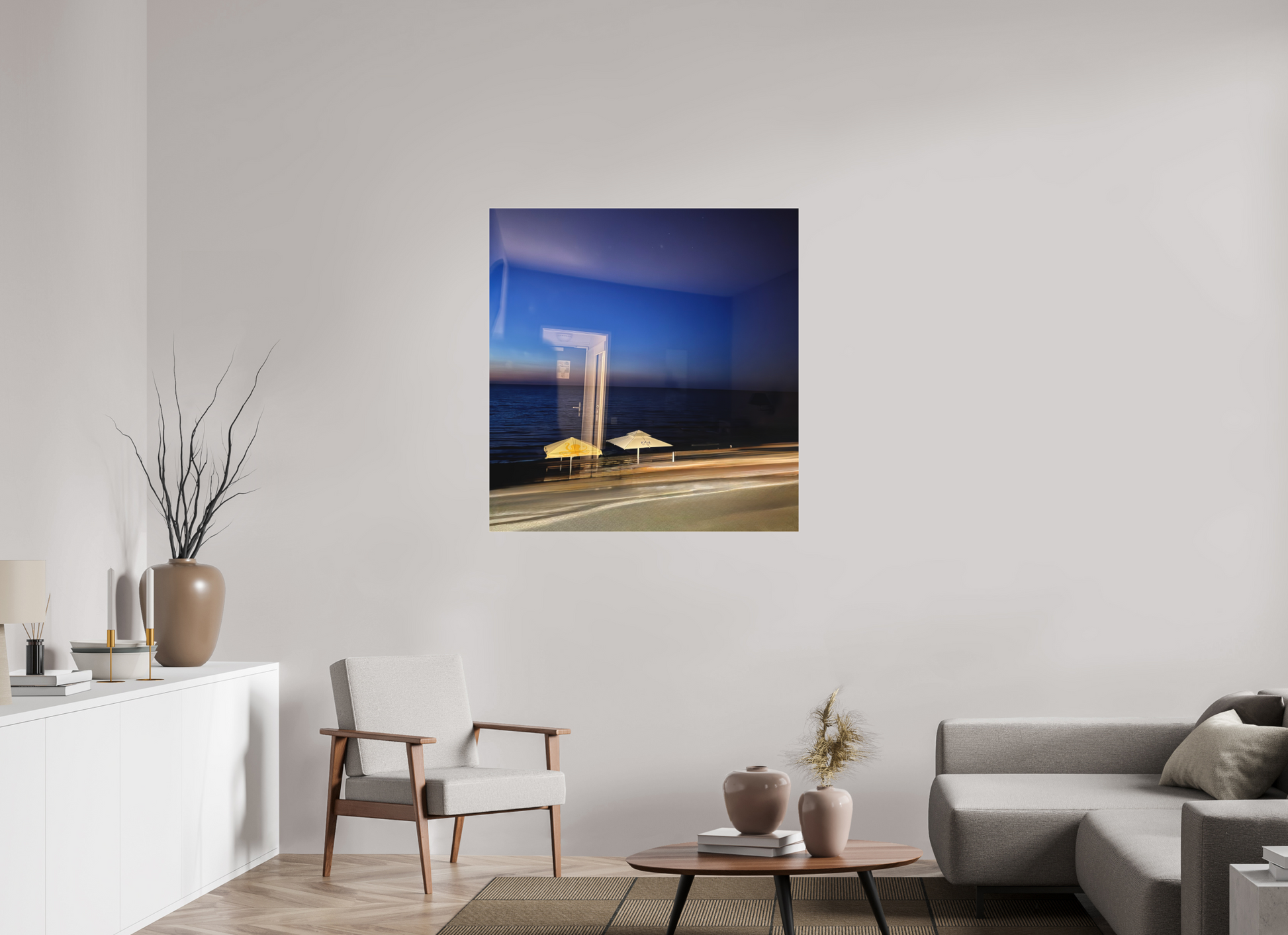 100 x 104,5 cm, Tirage photo sous Plexi mat Une chambre sur la mer (Marie Sicard)