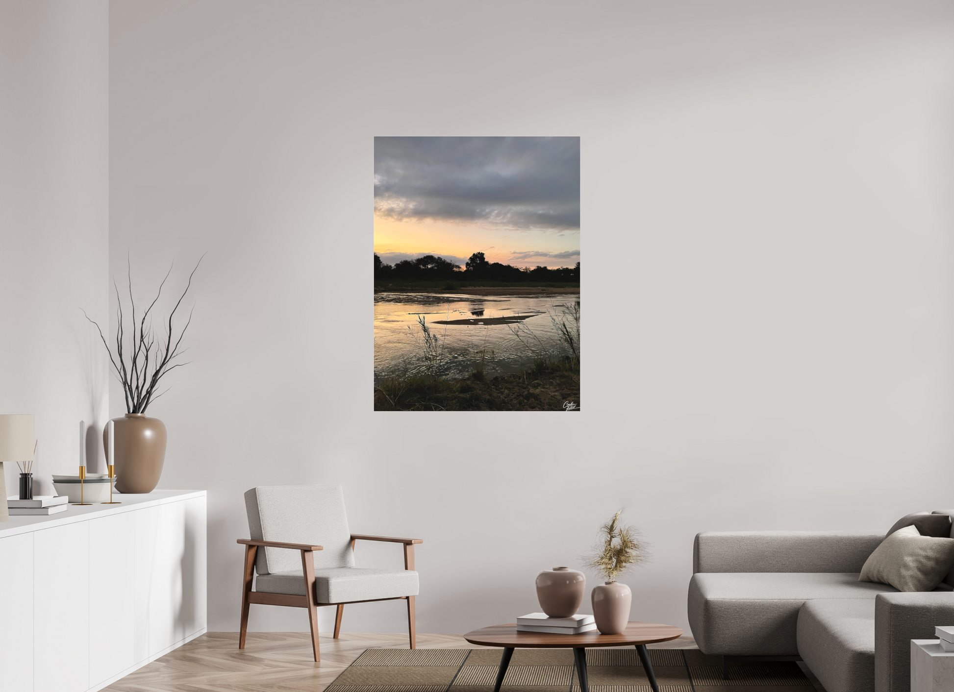 90 x 120 cm, Tirage photo sous Plexi mat Zambeze Golden Hush (Caroline Fourest)