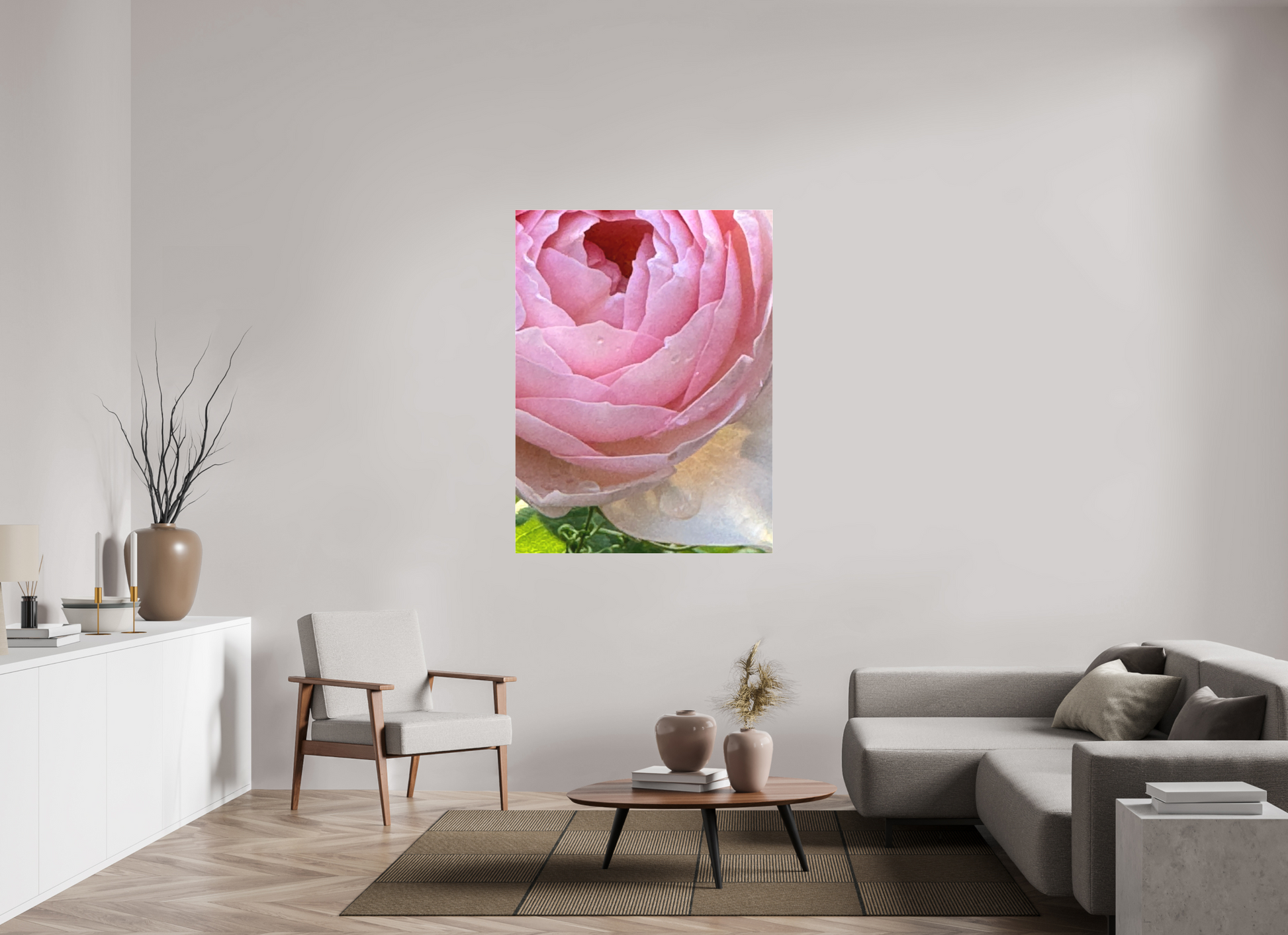 105 x 140 cm, Tirage photo sous Plexi mat La rose qui pleure (Marie Sicard)
