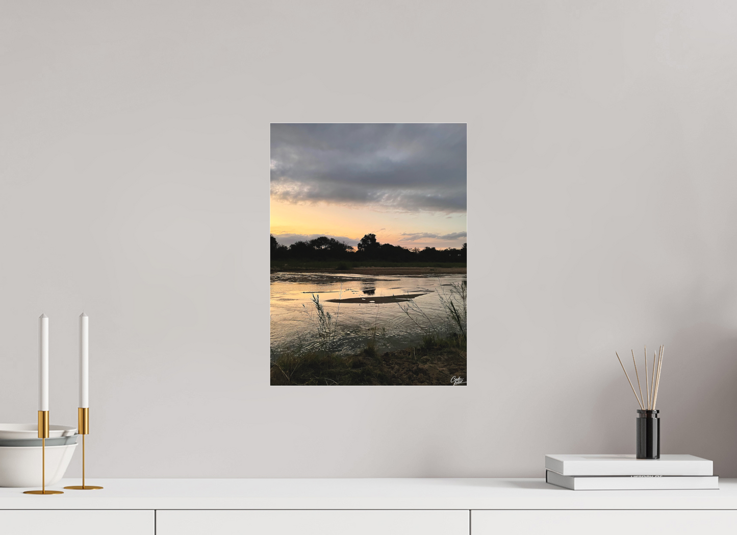 30 x 40 cm, Tirage photo sous Plexi mat Zambeze Golden Hush (Caroline Fourest)