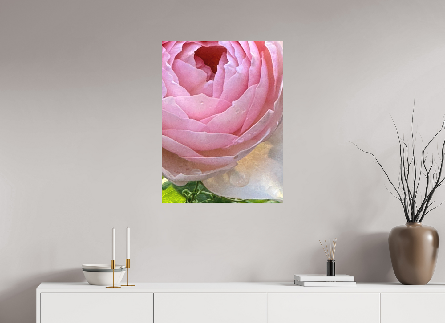 60 x 80 cm, Tirage photo sous Plexi mat La rose qui pleure (Marie Sicard)