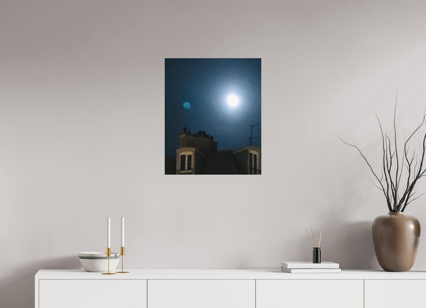 50 x 60,5 cm, Tirage photo sous Plexi mat Contes de la Lune Vague