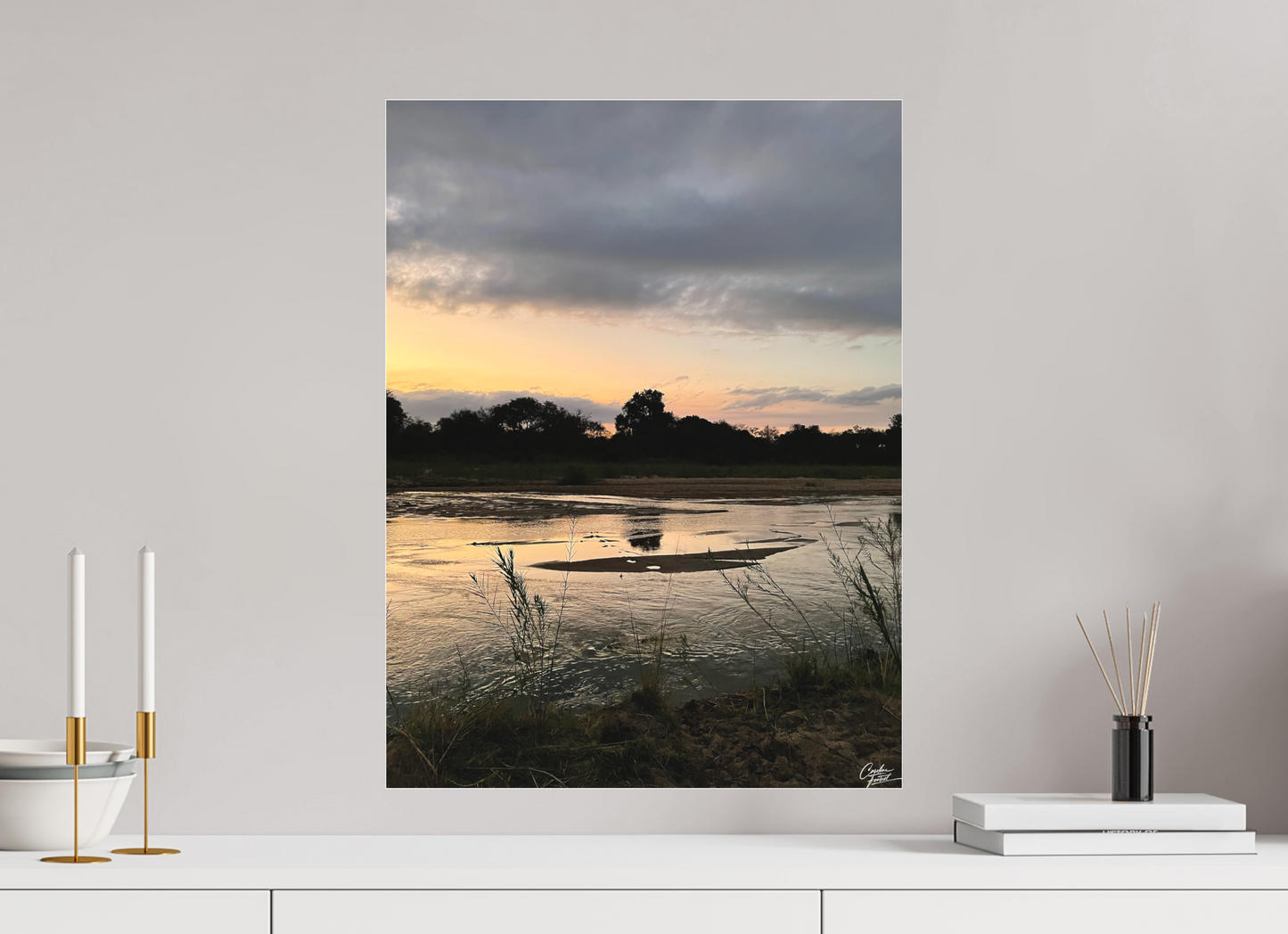 45 x 60 cm, Tirage photo sous Plexi mat Zambeze Golden Hush (Caroline Fourest)