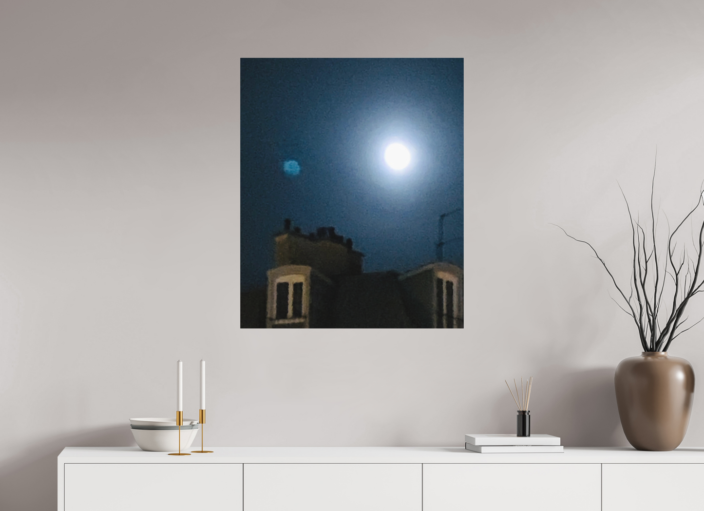 70 x 84,7 cm, Tirage photo sous Plexi mat Contes de la Lune Vague