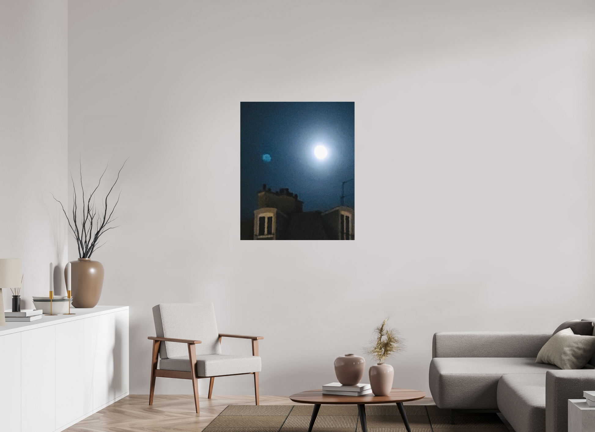 80 x 96,8 cm, Tirage photo sous Plexi mat Contes de la Lune Vague