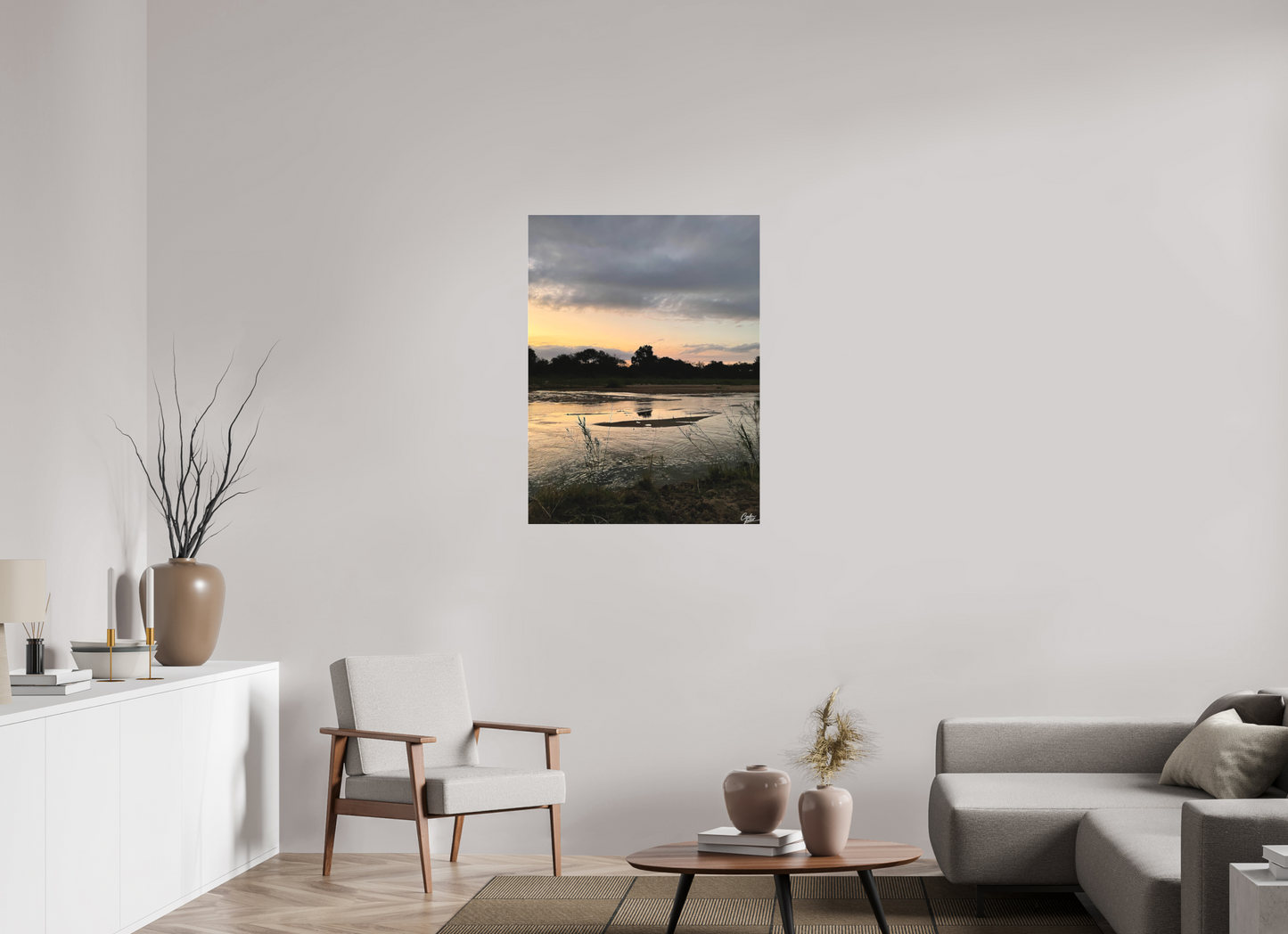 75 x 100 cm, Tirage photo sous Plexi mat Zambeze Golden Hush (Caroline Fourest)