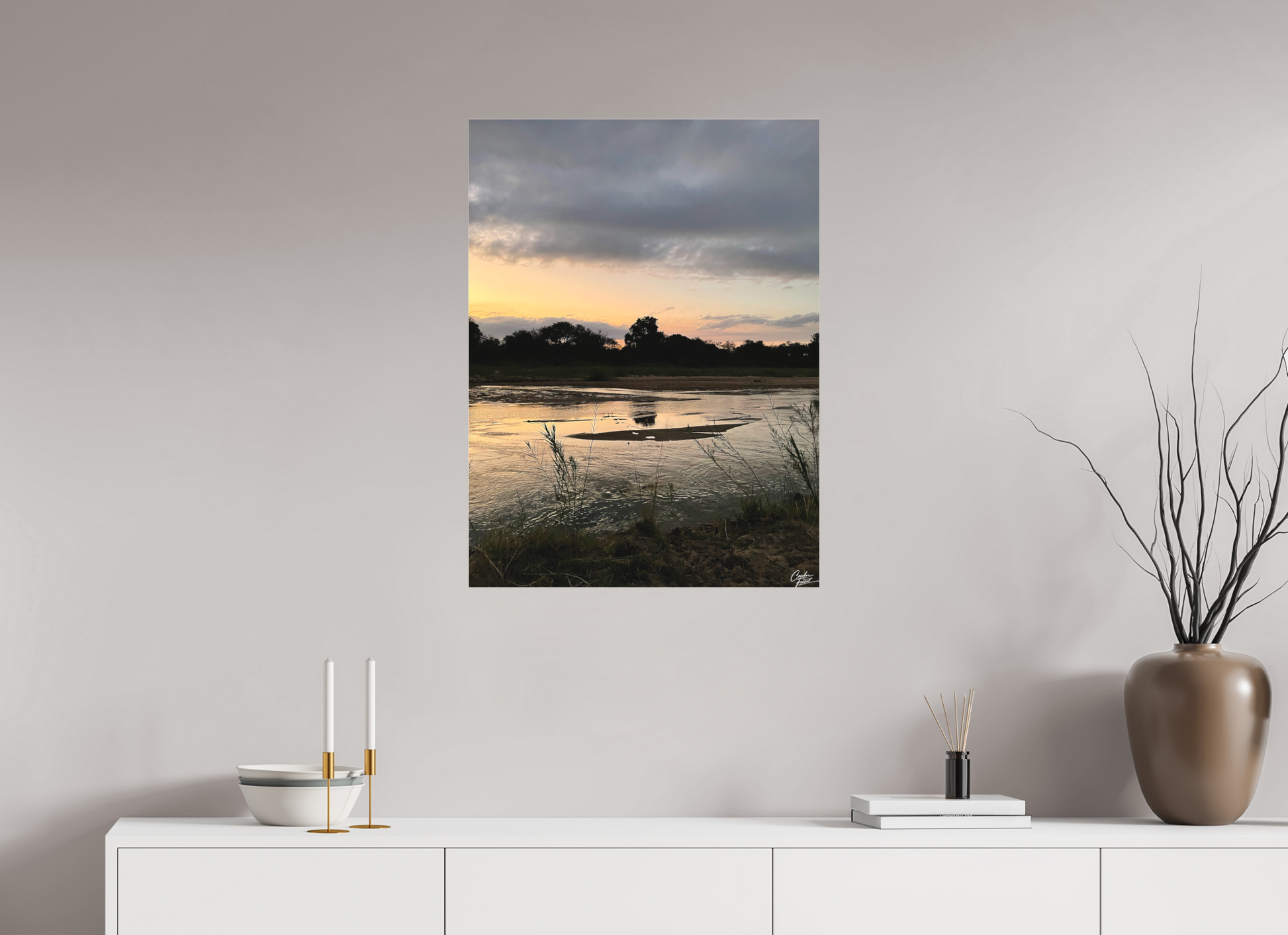 60 x 80 cm, Tirage photo sous Plexi mat Zambeze Golden Hush (Caroline Fourest)