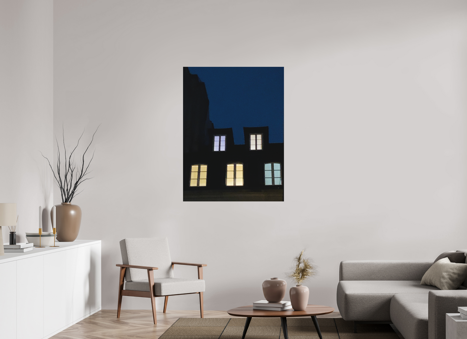 90 x 120 cm, Tirage photo sous Plexi mat "Les yeux des fenêtres sont vides et fous..." Louis Aragon (Marie Sicard)