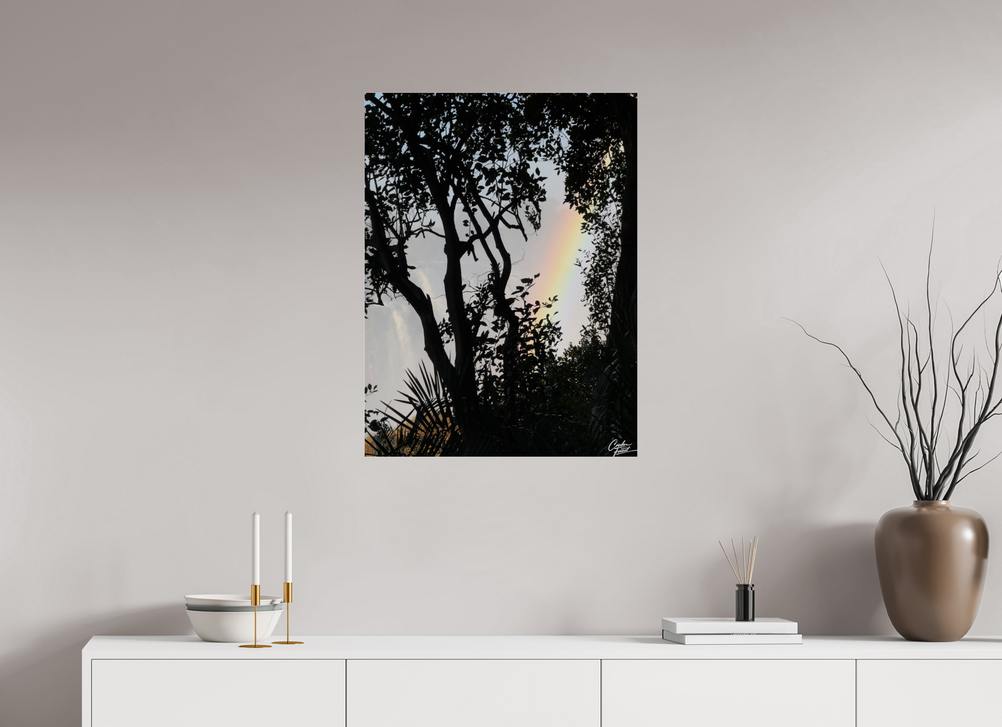 60 x 80 cm, Tirage photo ultraHD sous Plexi Mist Veil Rainbow (Caroline Fourest)