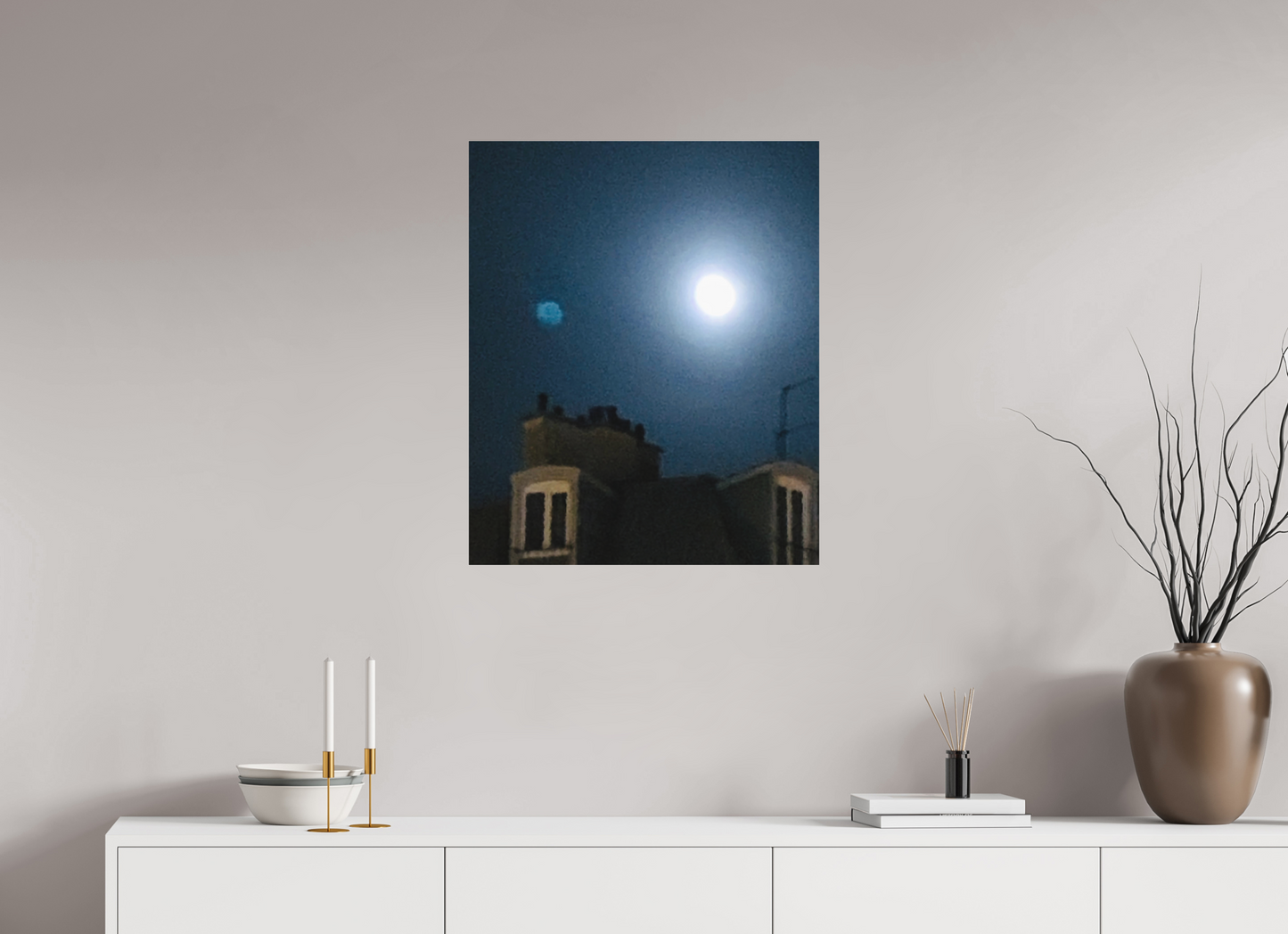 60 x 72,6 cm, Tirage photo sous Plexi mat Contes de la Lune Vague