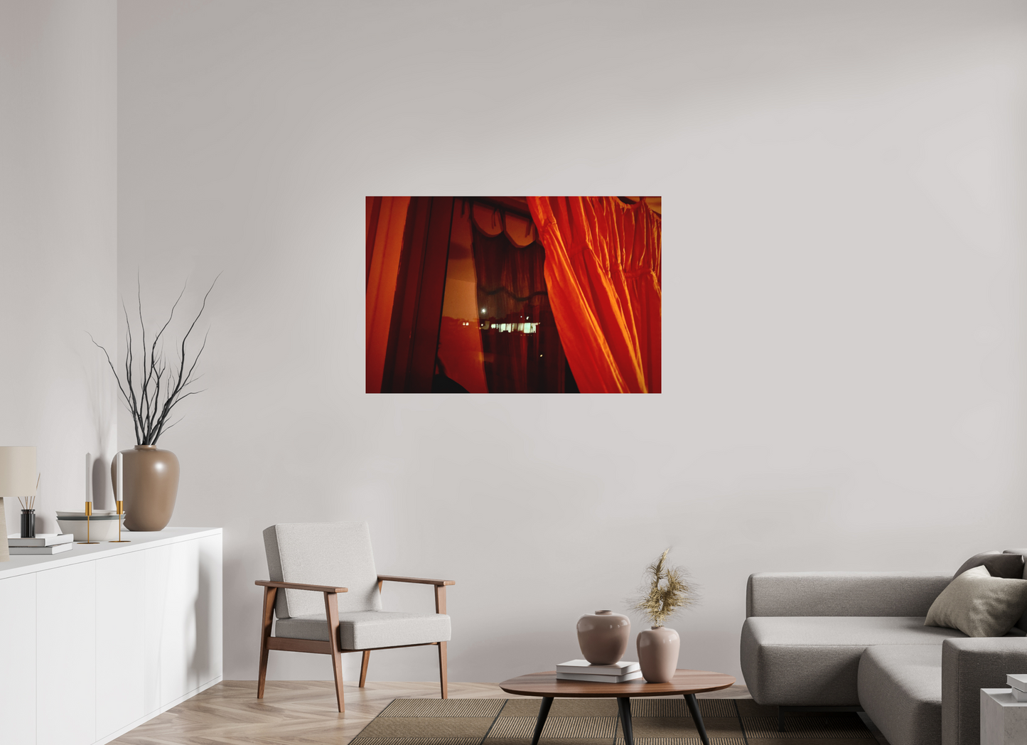 120 x 80 cm, Tirage photo sous Plexi mat Le rideau rouge (Marie Sicard)